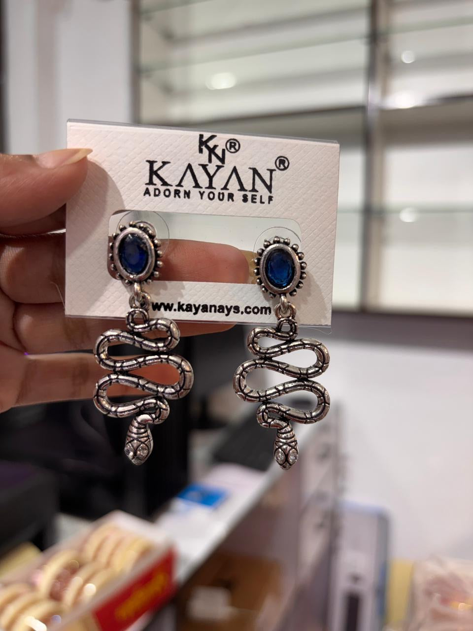 Snake Design Jhumka Earrings - Oxidised Silver