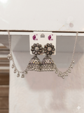 Bahubali Oxidised Silver Earrings - Traditional Design