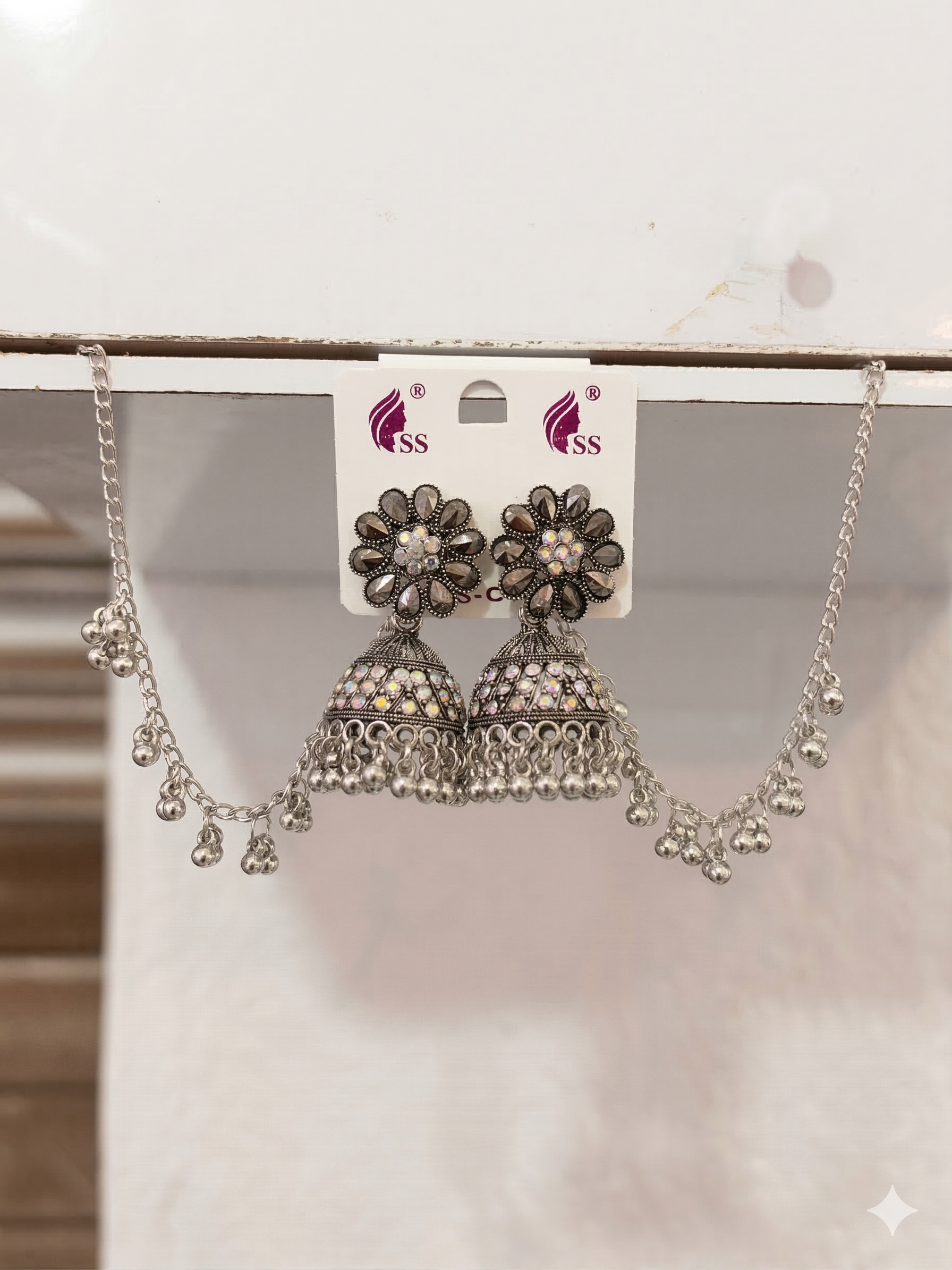 Bahubali Oxidised Silver Earrings - Traditional Design