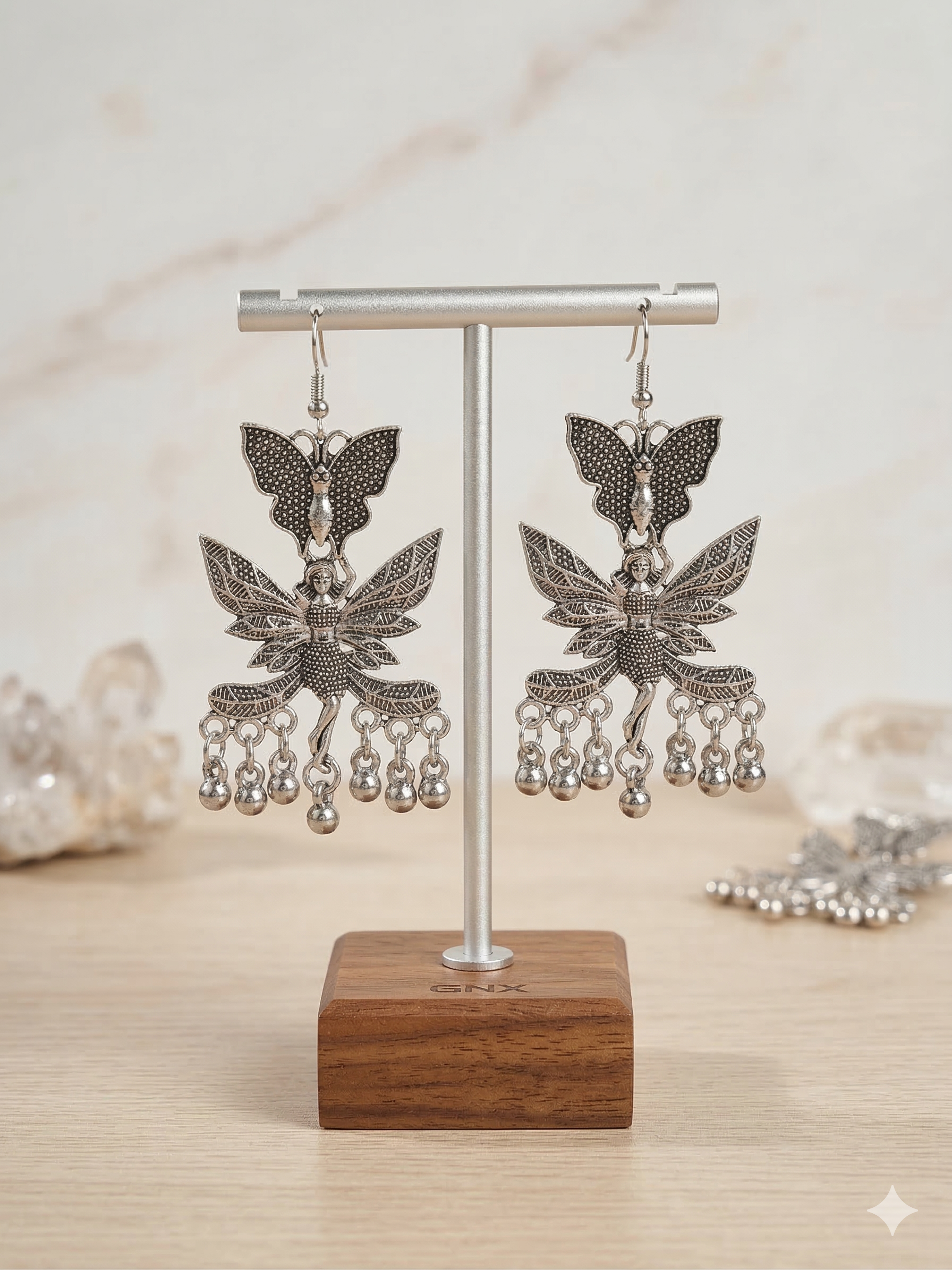 Oxidised Silver Jhumka Earrings - Traditional Design