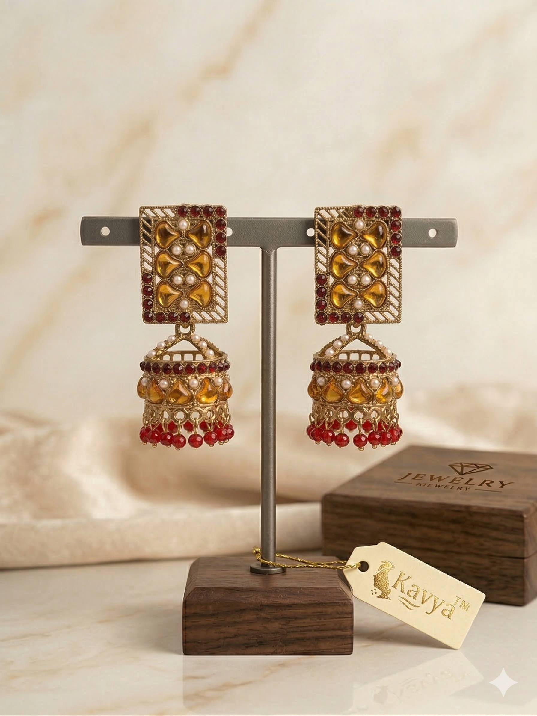 Stone And Pearl Earrings - SAJ KONNYA Collection